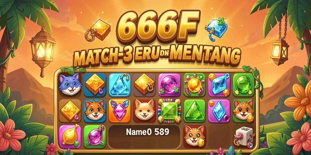 Screenshot gameplay 666F yang menampilkan level Match-3 yang menantang.