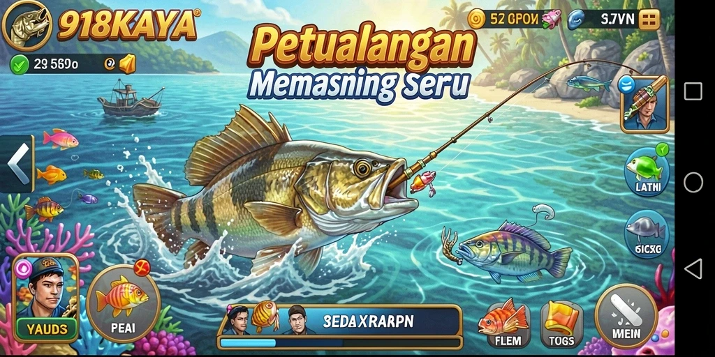 Tampilan gameplay 918KAYA dengan aksi memancing yang mendebarkan.