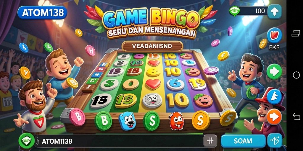 Tampilan screenshot utama ATOM138 menampilkan gameplay Bingo yang seru.