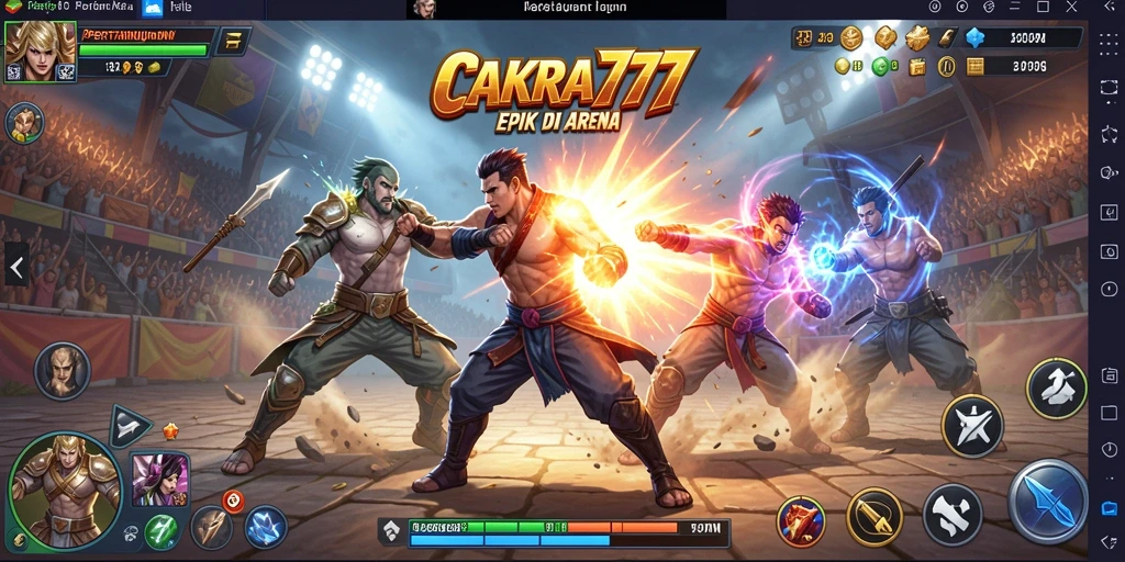 Tampilan gameplay mendebarkan dari CAKRA777 dalam pertarungan Fighting.