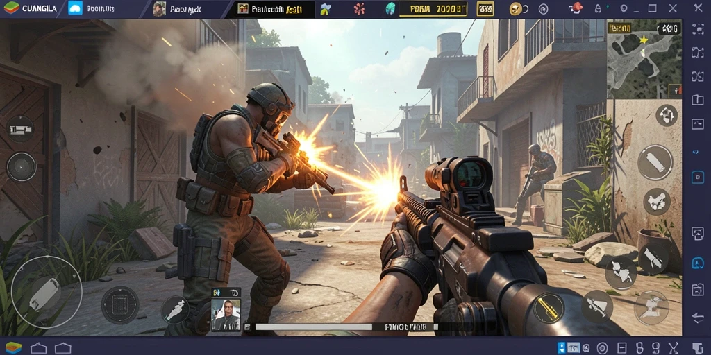 Screenshot utama CUANGILA menunjukkan aksi seru dalam permainan FPS.