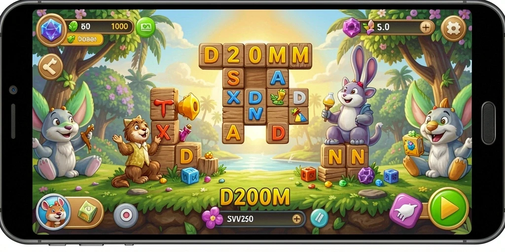 Screenshot gameplay menunjukkan tantangan teka-teki yang menarik di D200M.