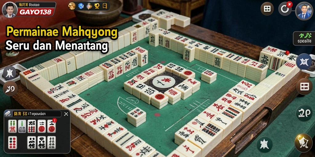 Tampilan gameplay seru di GAYO138 dengan ubin Mahjong berwarna-warni.