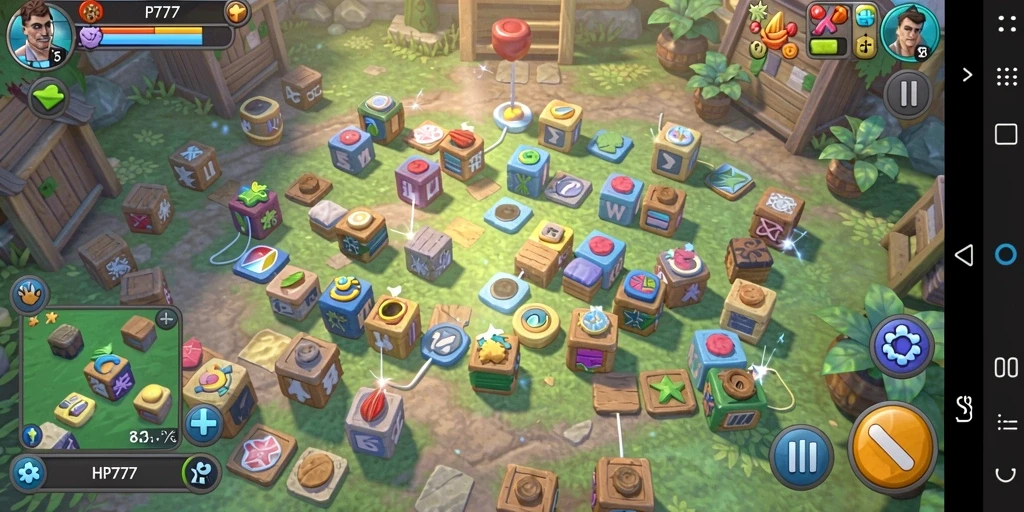 Tampilan gameplay Puzzle yang menantang dan seru di HP777.
