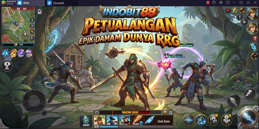 Tangkapan layar INDOBIT88 yang menunjukkan aksi pertarungan dan eksplorasi dunia game.