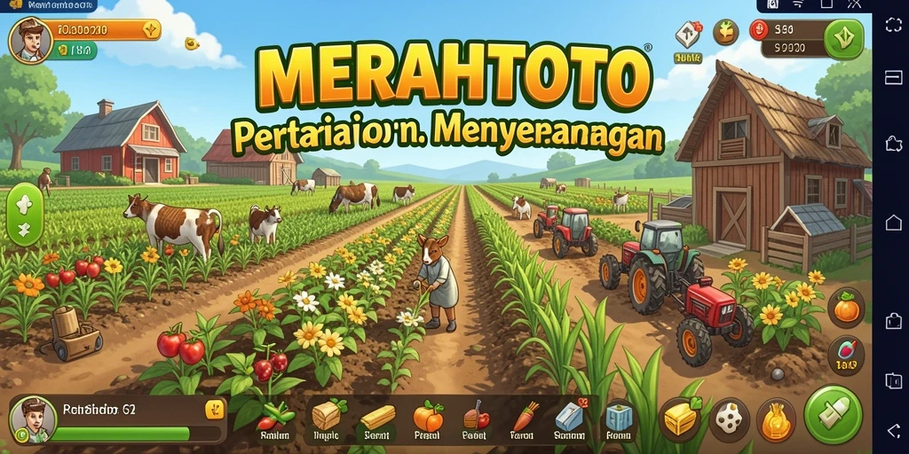 Gameplay seru dalam MERAHTOTO menampilkan aktivitas berkebun yang menyenangkan.