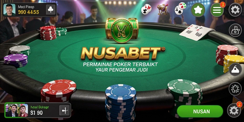 Tampilan antarmuka permainan Poker NUSABET yang menarik.