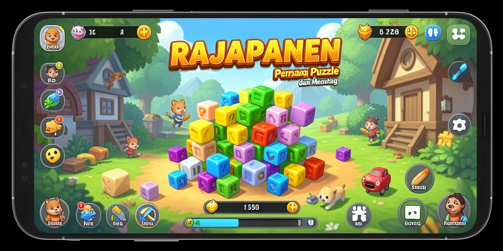 Tampilan gameplay seru RAJAPANEN dengan berbagai level puzzle.
