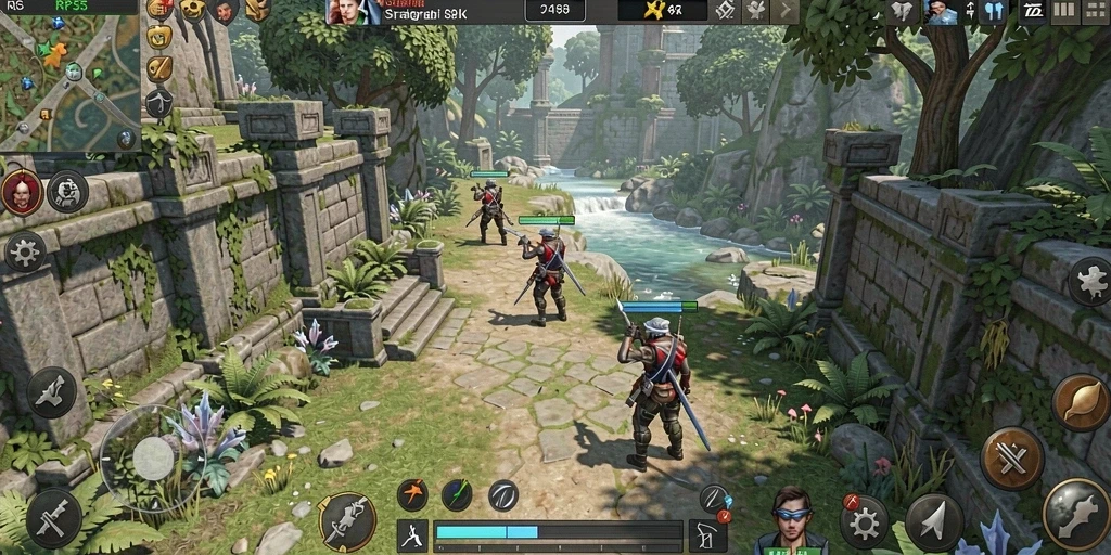 Screenshot gameplay RP55 menampilkan pertempuran strategis yang intens.