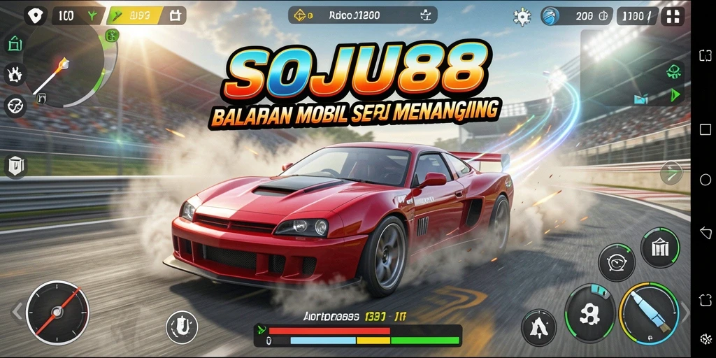 Tampilan menarik dari gameplay Racing di SOJU88 dengan mobil balap yang cepat.
